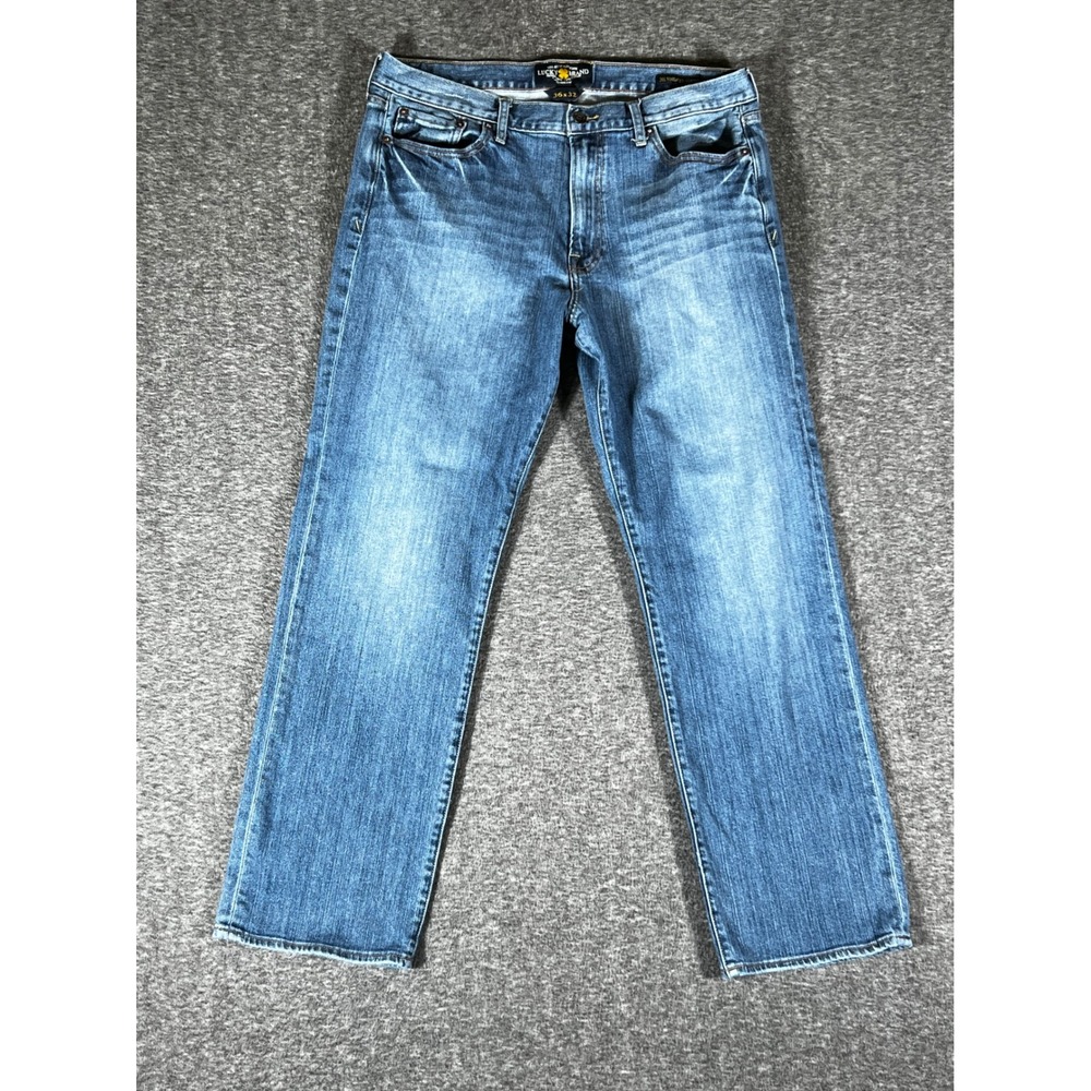 Lucky Brand 361 Vintage Straight Mens Blue Jeans 36x32 Medium Wash Stretch Denim